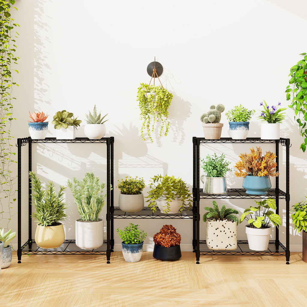 3-Tier Metal Storage Shelving Unit with V-Shaped Wire Rack and 450
