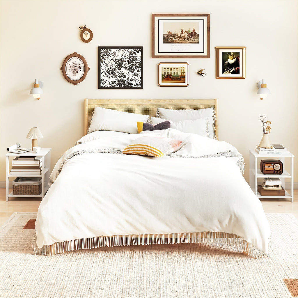 3-Tier Nightstand with Open Storage Shelves - White