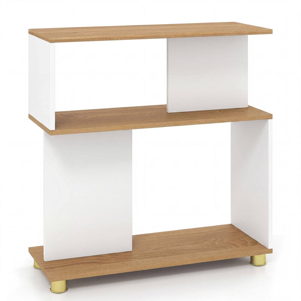 3-Tier S-Shaped Bookshelf with Adjustable Feet - White