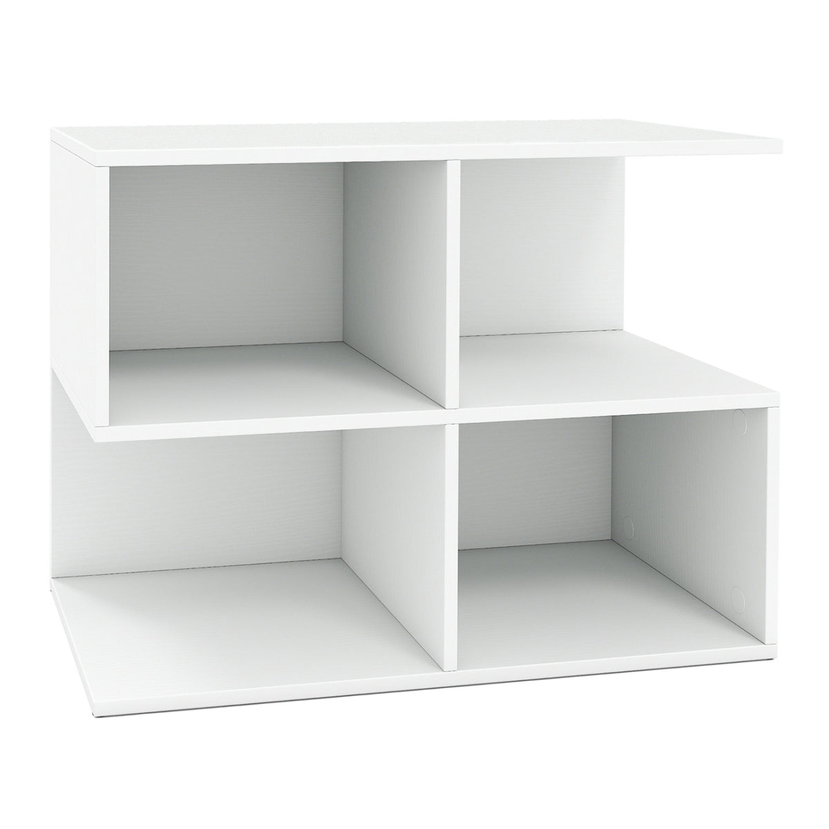 3-Tier Modern S-Shaped End Table with Storage Cubes - White