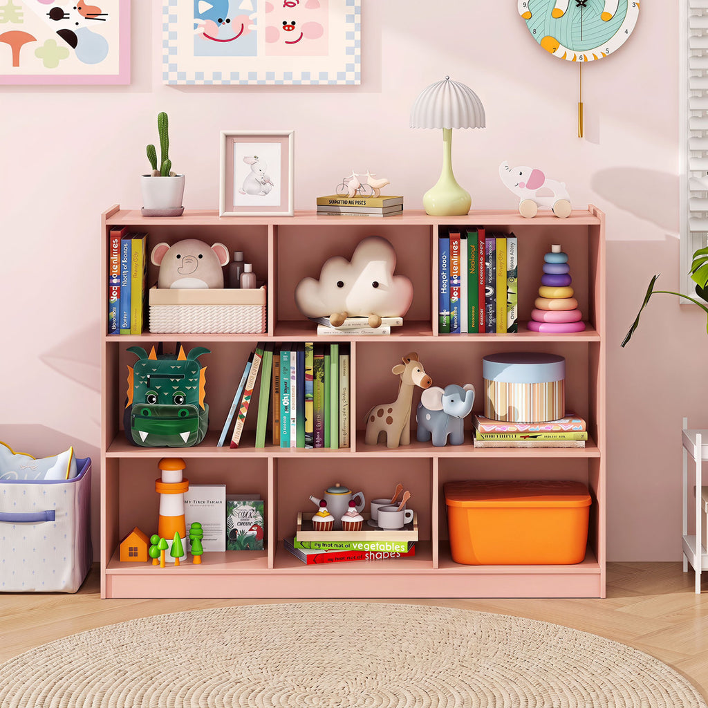 8-Cube Open Bookcase Storage Shelves - Pink