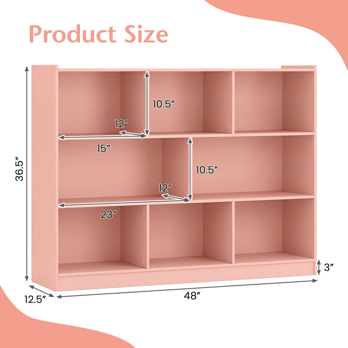 8-Cube Open Bookcase Storage Shelves - Pink