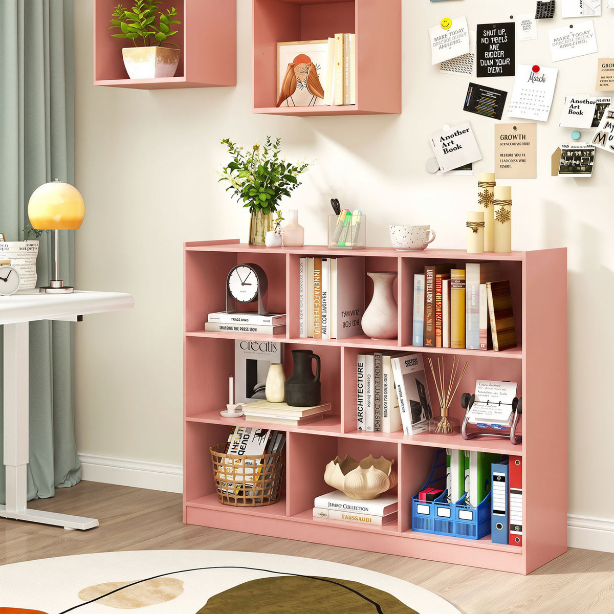 8-Cube Open Bookcase Storage Shelves - Pink