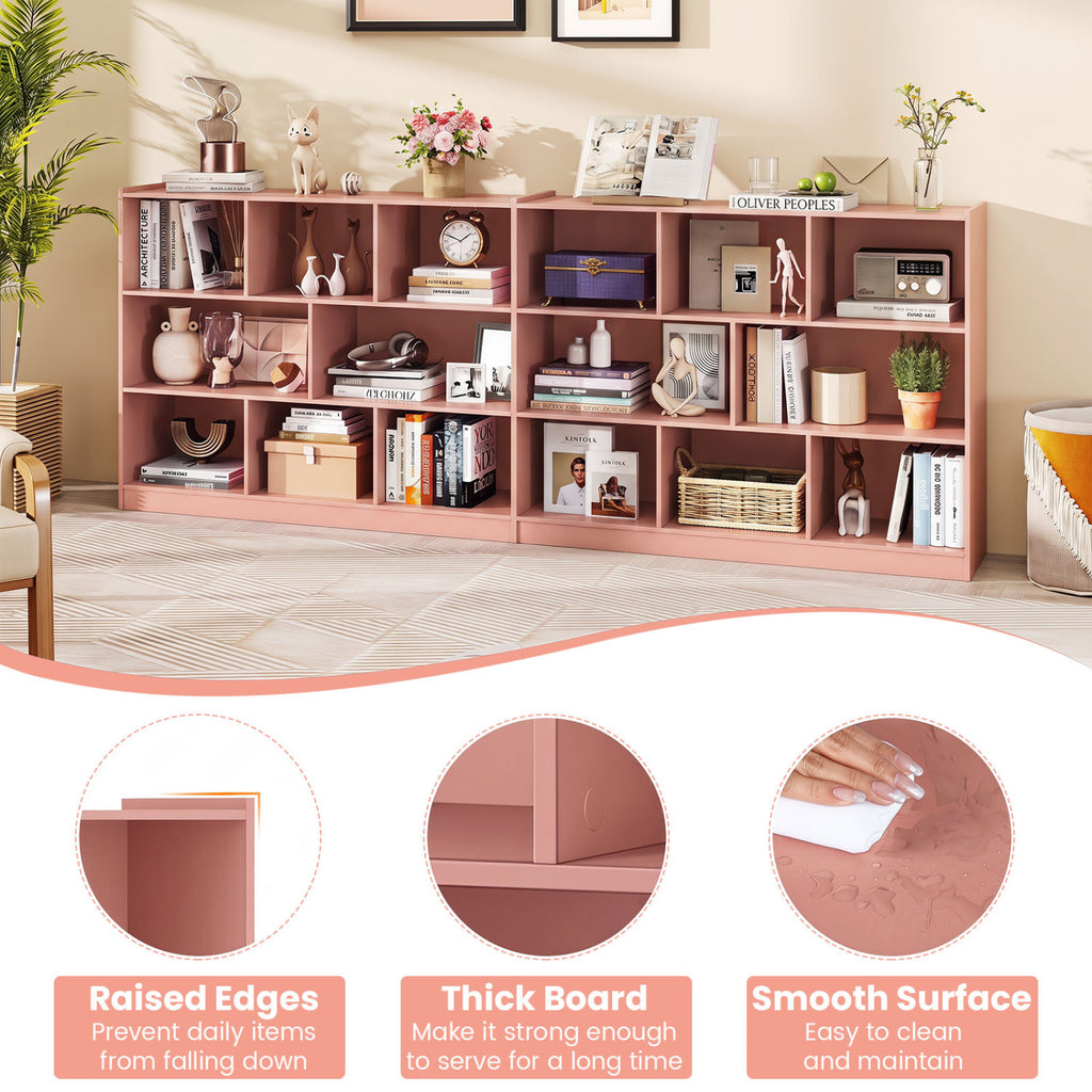 8-Cube Open Bookcase Storage Shelves - Pink