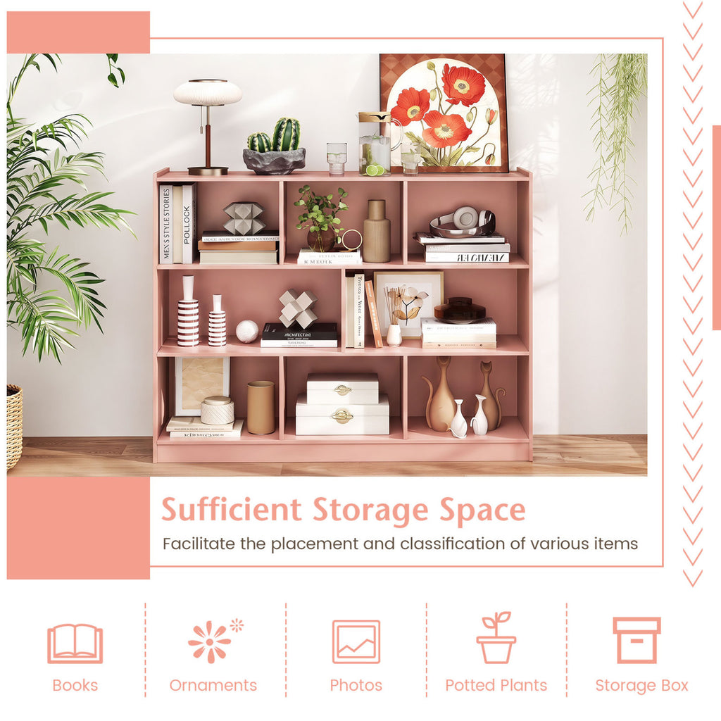 8-Cube Open Bookcase Storage Shelves - Pink