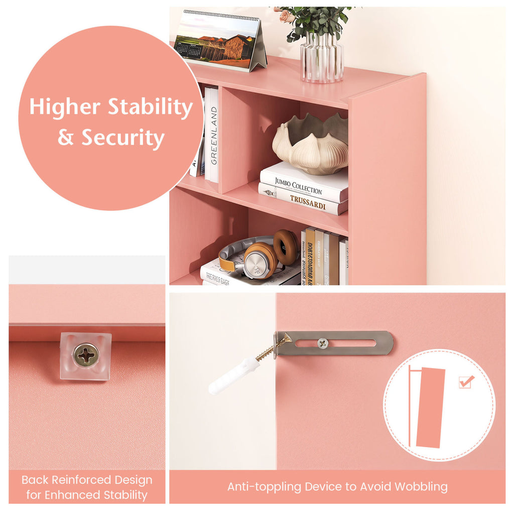 8-Cube Open Bookcase Storage Shelves - Pink