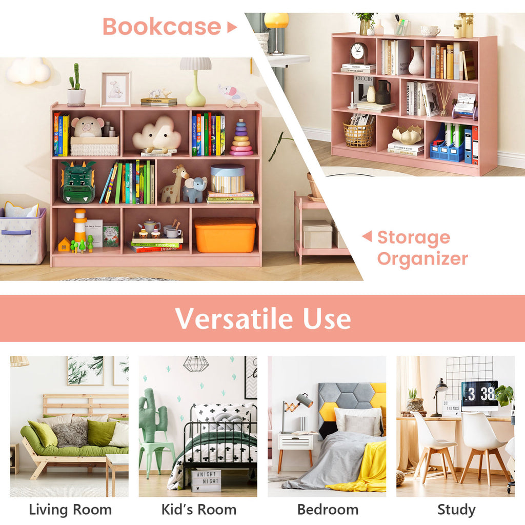 8-Cube Open Bookcase Storage Shelves - Pink