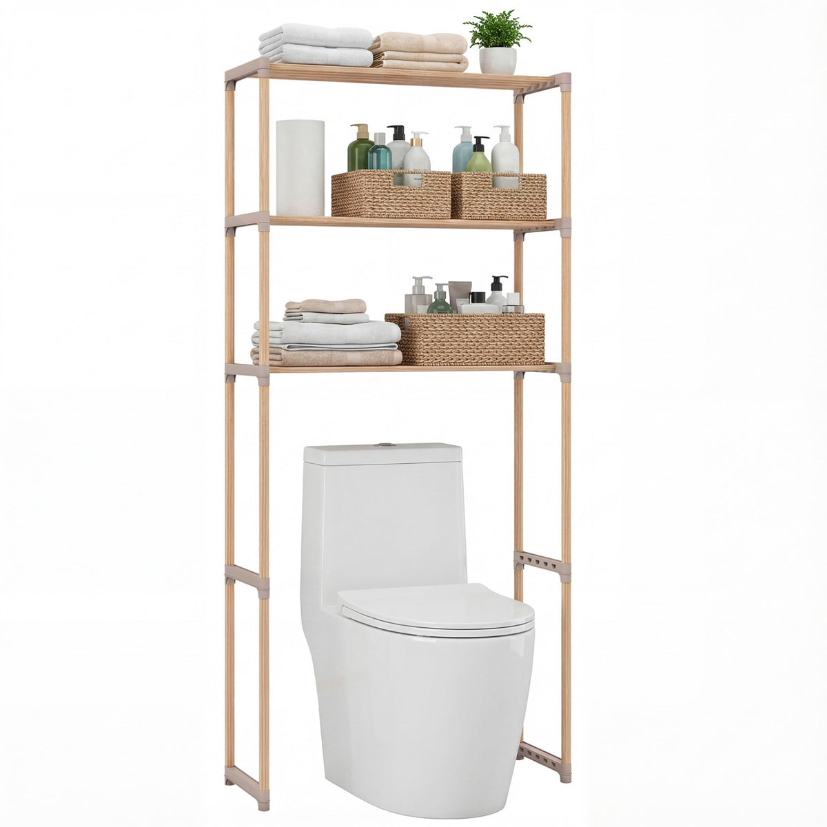 3-Tier Over The Toilet Storage Rack with Open Shelves
