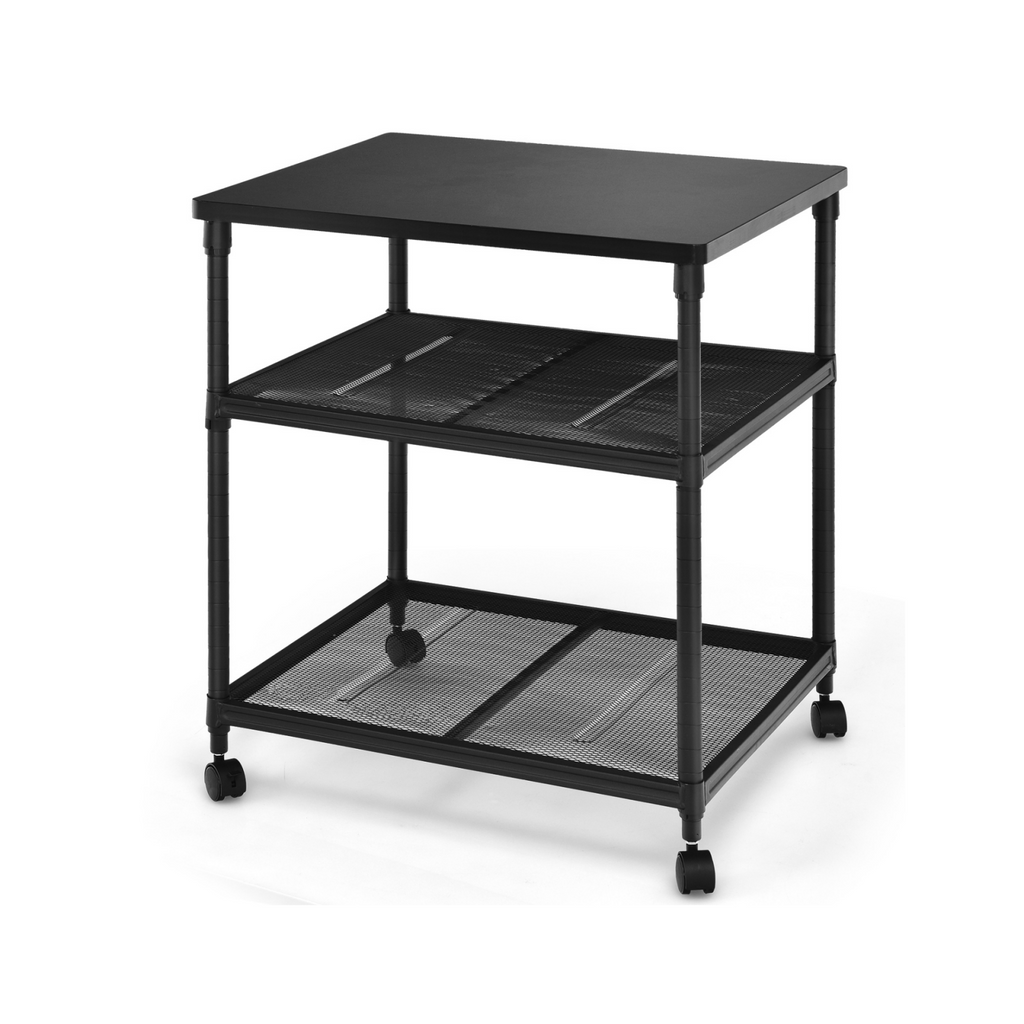 3-Tier Printer Stand with Lockable Wheels - Black