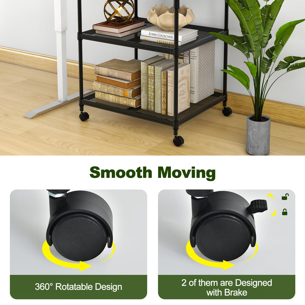3-Tier Printer Stand with Lockable Wheels - Black
