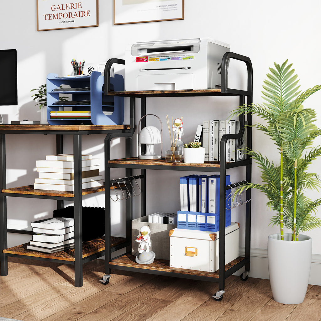 3-Tier Rolling Printer Stand Home Office Large Cart with Storage