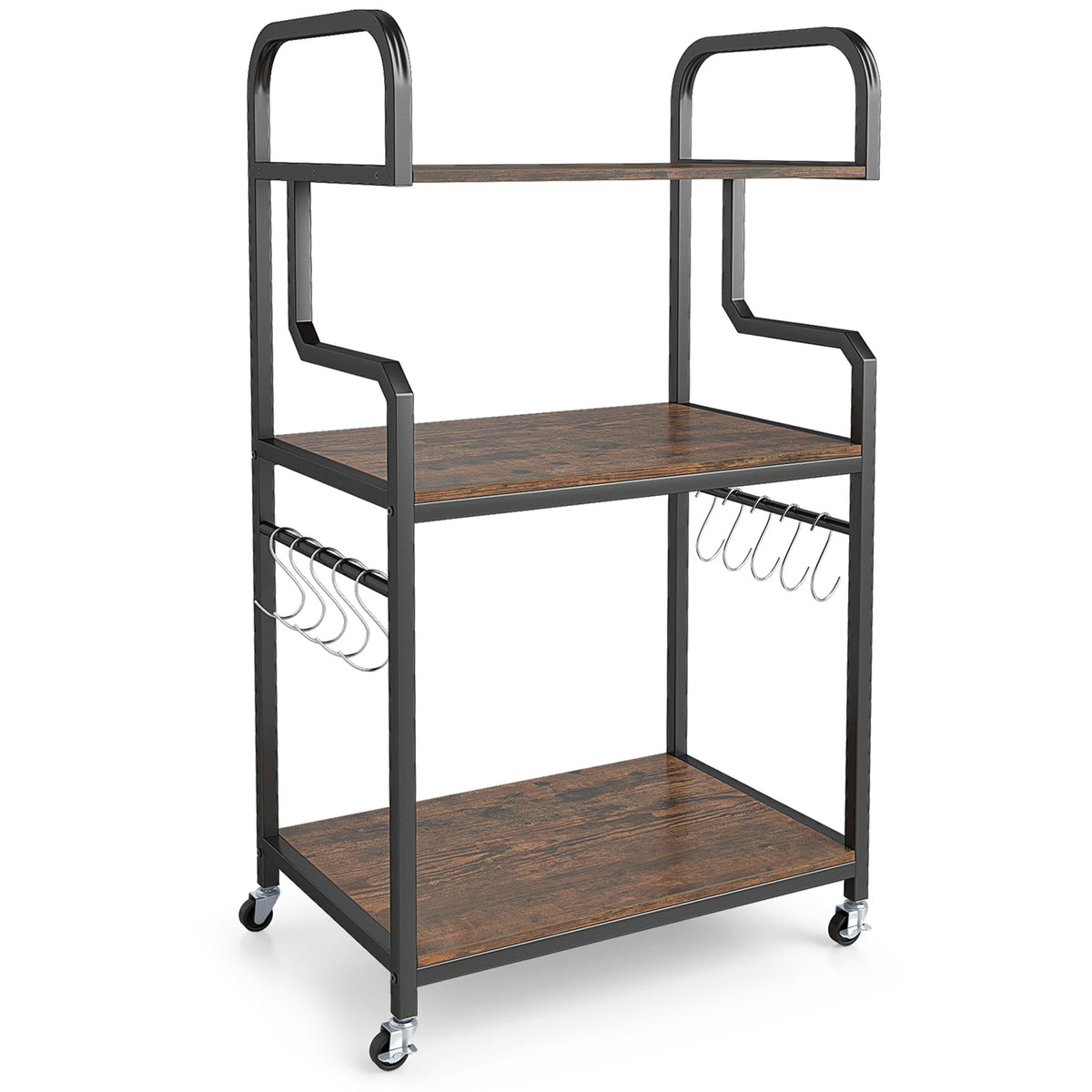 3-Tier Rolling Printer Stand Home Office Large Cart with Storage