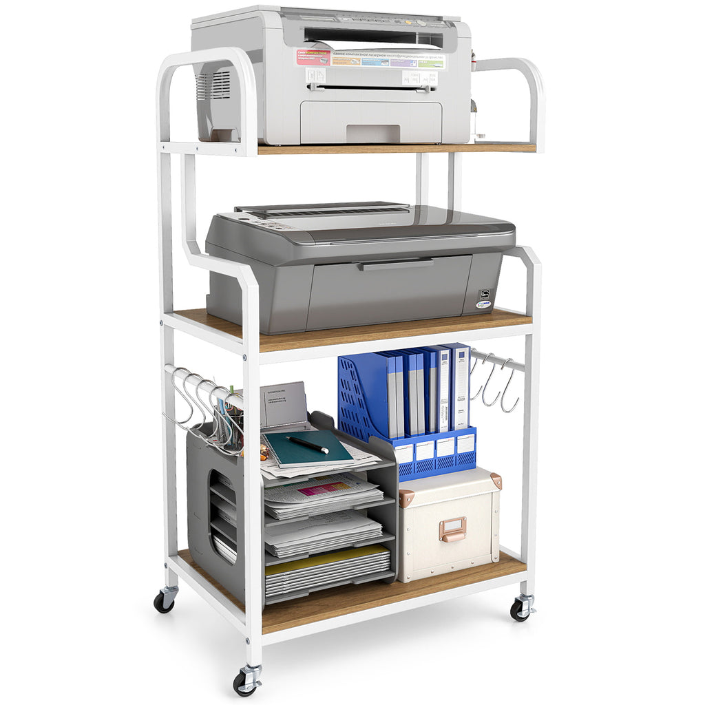 3-Tier Rolling Printer Stand Home Office Large Cart with Storage