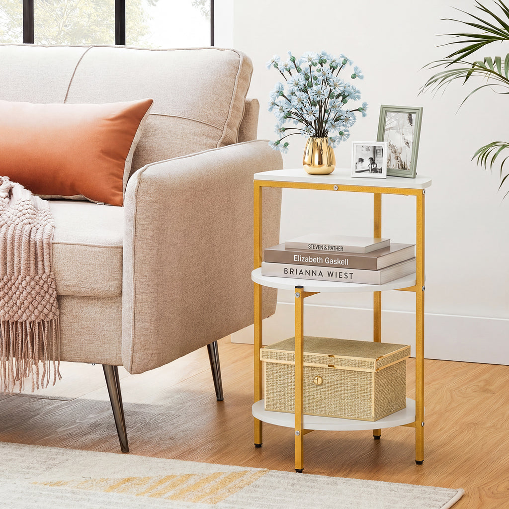 3-Tier Round End Table, Set of 1