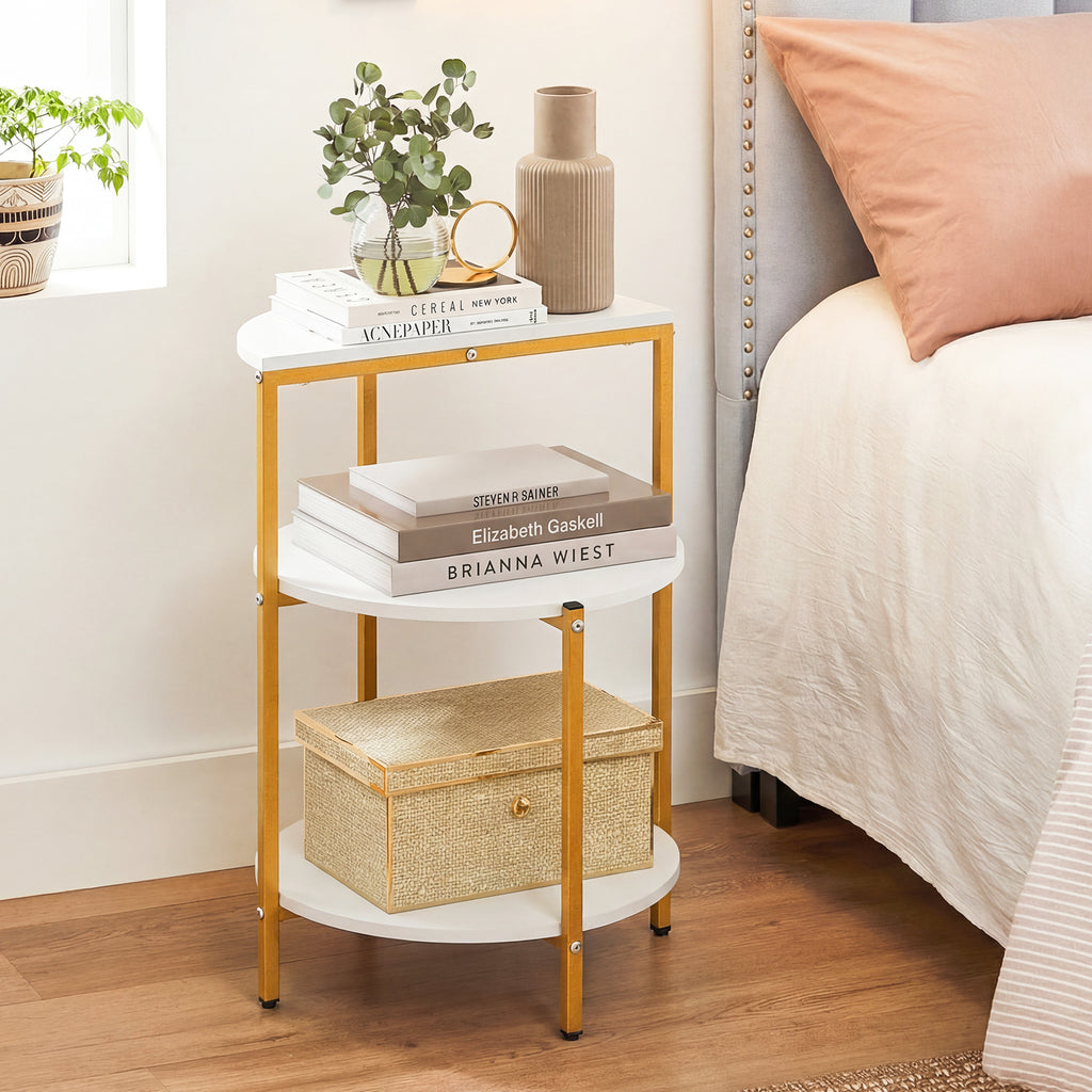 3-Tier Round End Table, Set of 1