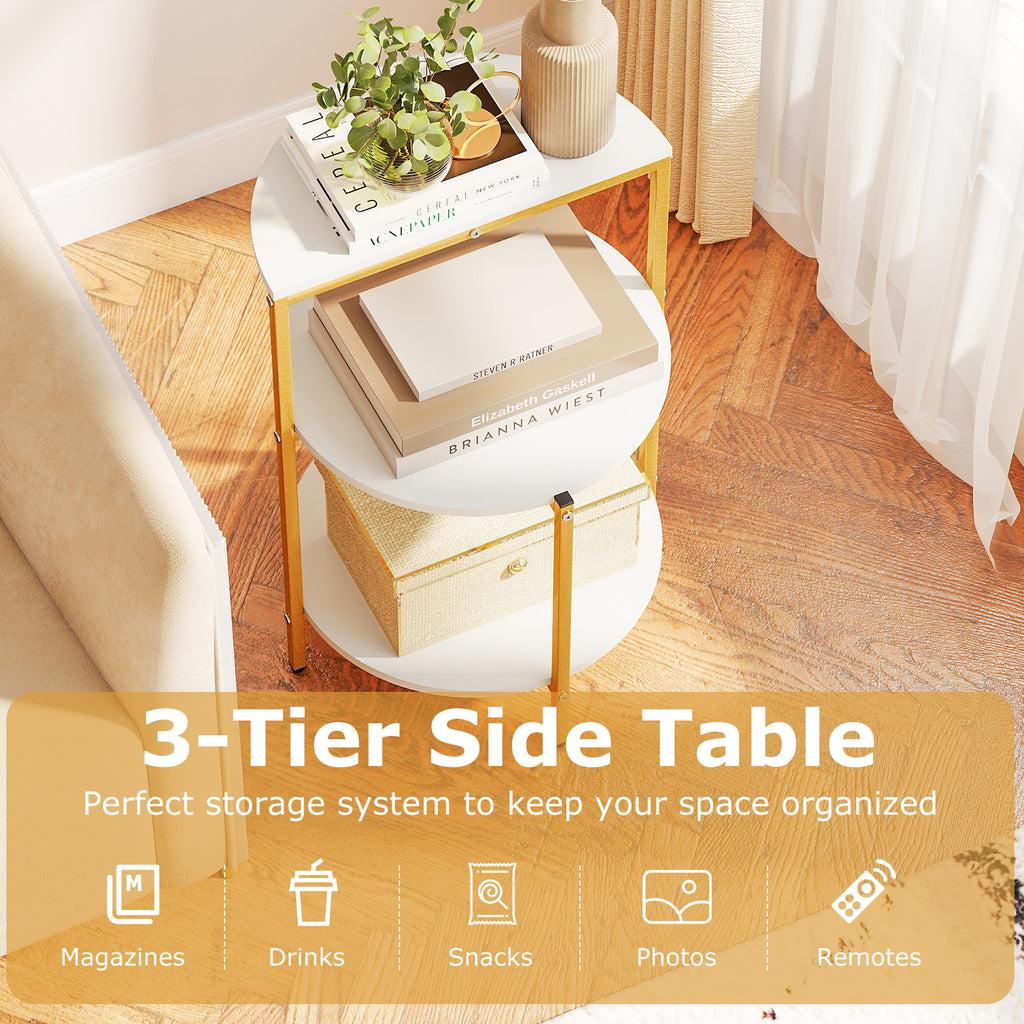 3-Tier Round End Table, Set of 1