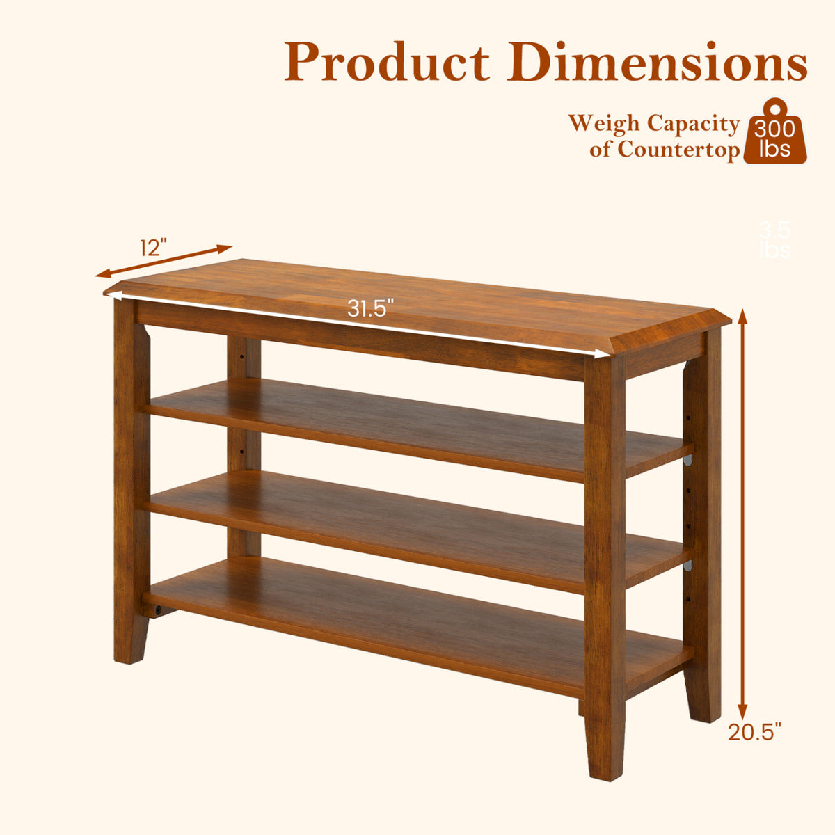 3-Tier Shoe Rack Bench with Adjustable Shelves, Brown