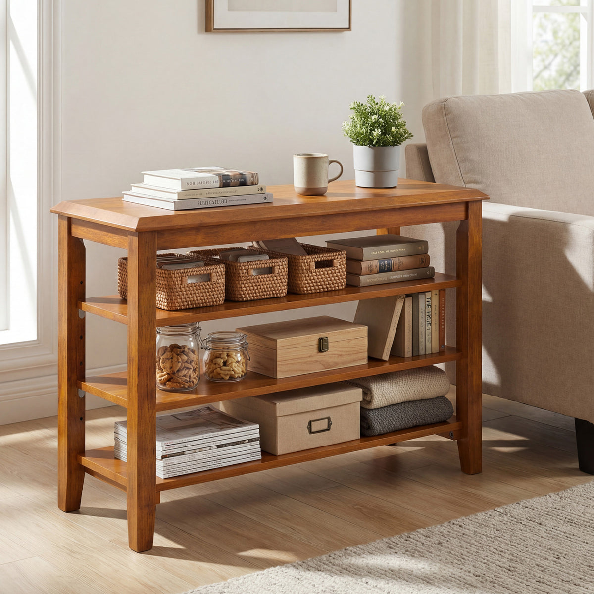 3-Tier Shoe Rack Bench with Adjustable Shelves, Brown