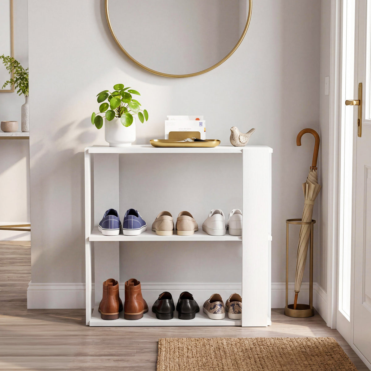 3-Tier Shoe Rack Organizer Stackable Storage - White