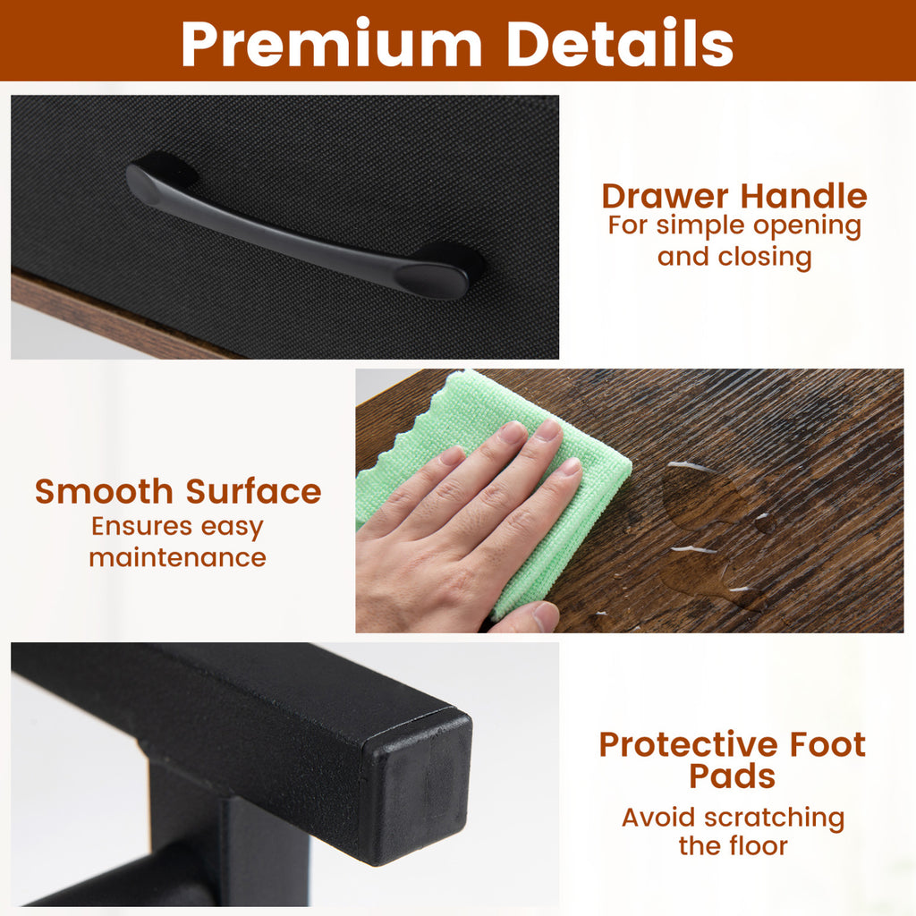 3-Tier Shoe Storage Bench with Drawer - Rustic Brown
