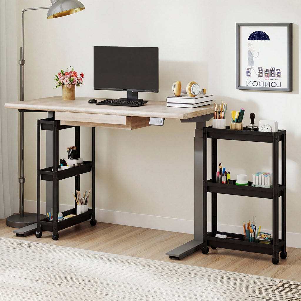 3-Tier Slim Rolling Storage Cart Black (2-Pack)