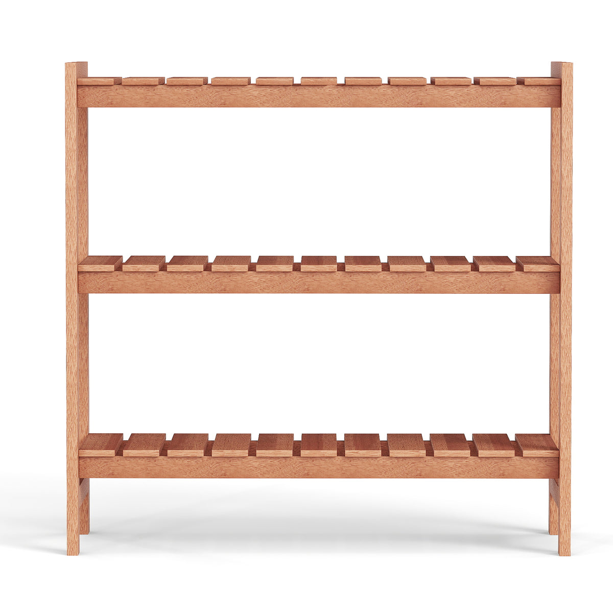 3-Tier Solid Wood Plant Stand with Slatted Shelves