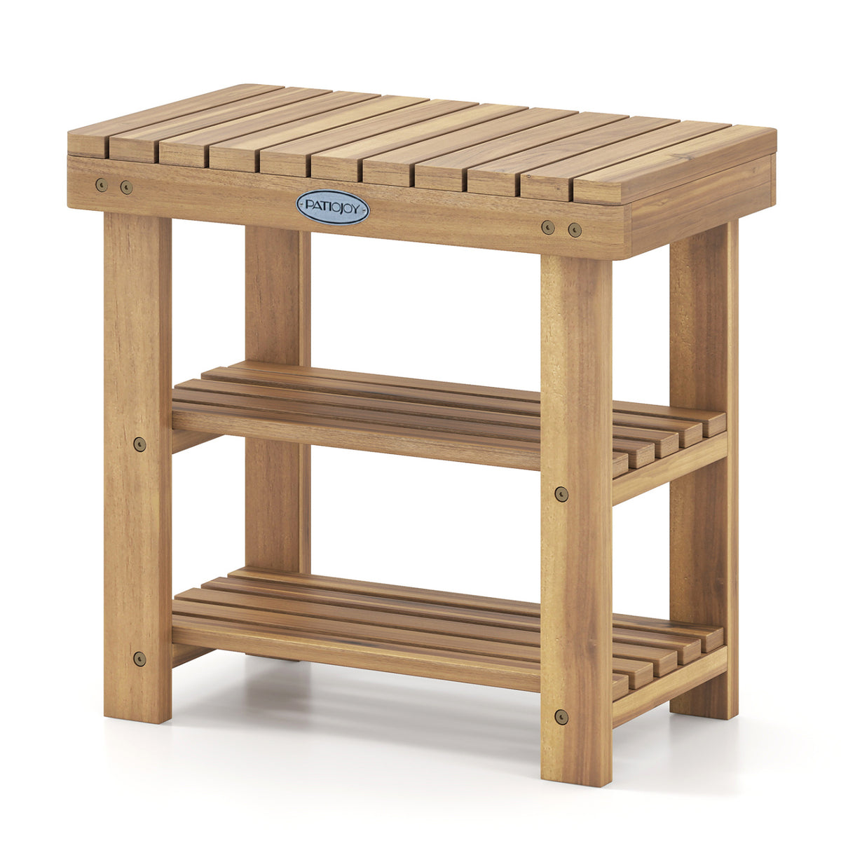 3-Tier Solid Wood Shoe Rack Bench - S
