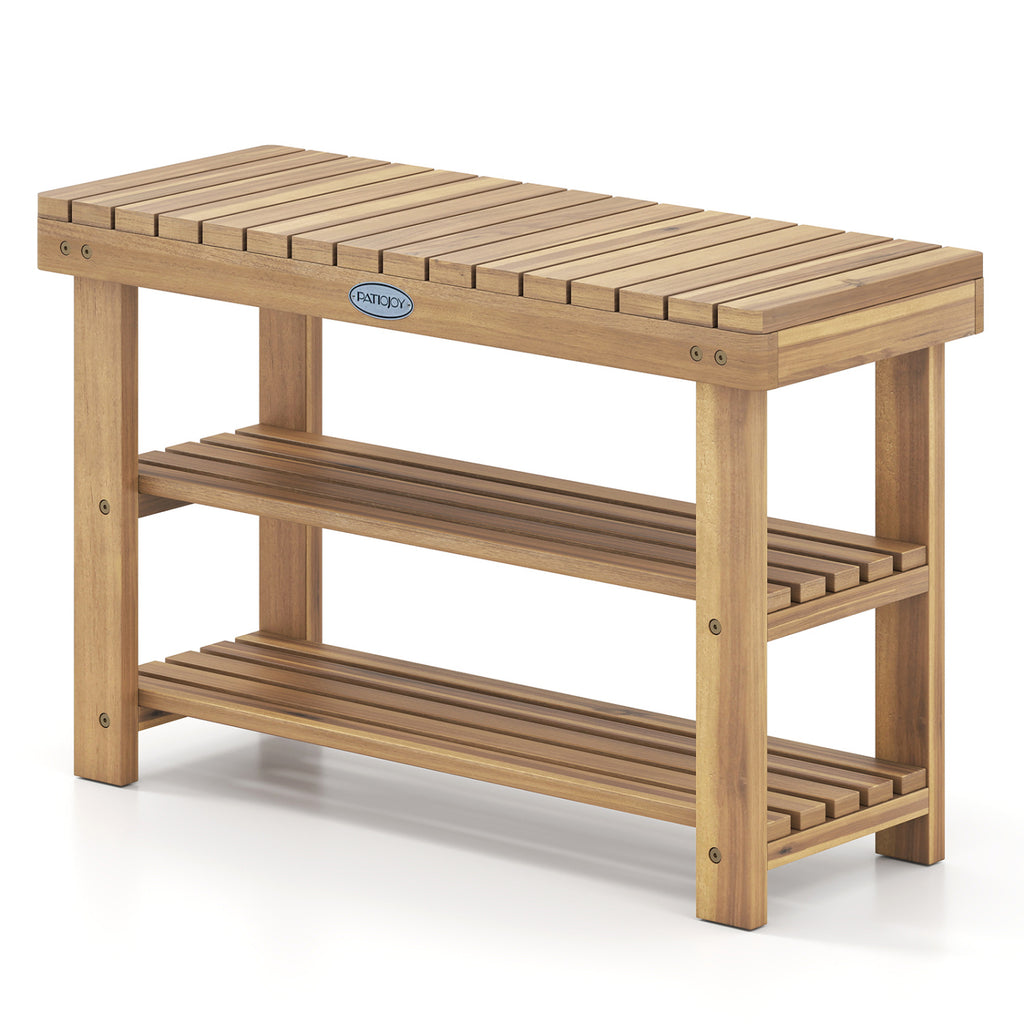3-Tier Wood Shoe Rack 19' Bench Boots Organizer
