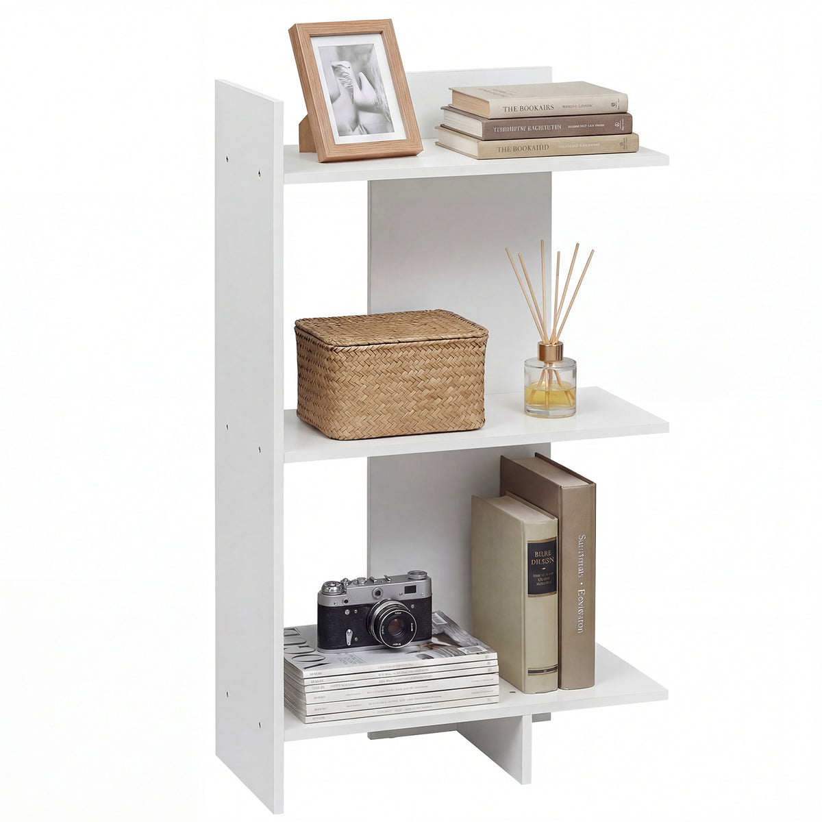 3-Tier Wooden Bookshelf with Anti-Tipping Kit - Oak