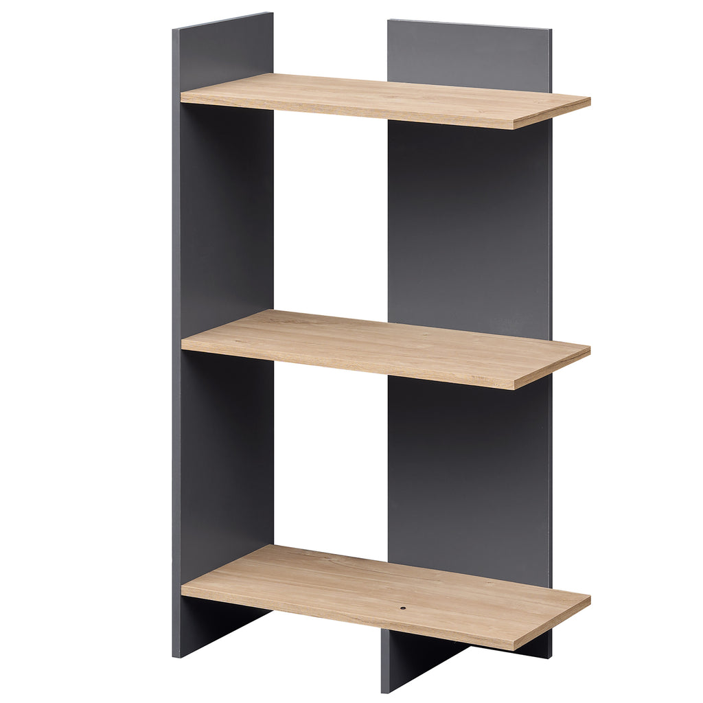 3-Tier Wooden Bookshelf with Anti-Tipping Kit - Oak