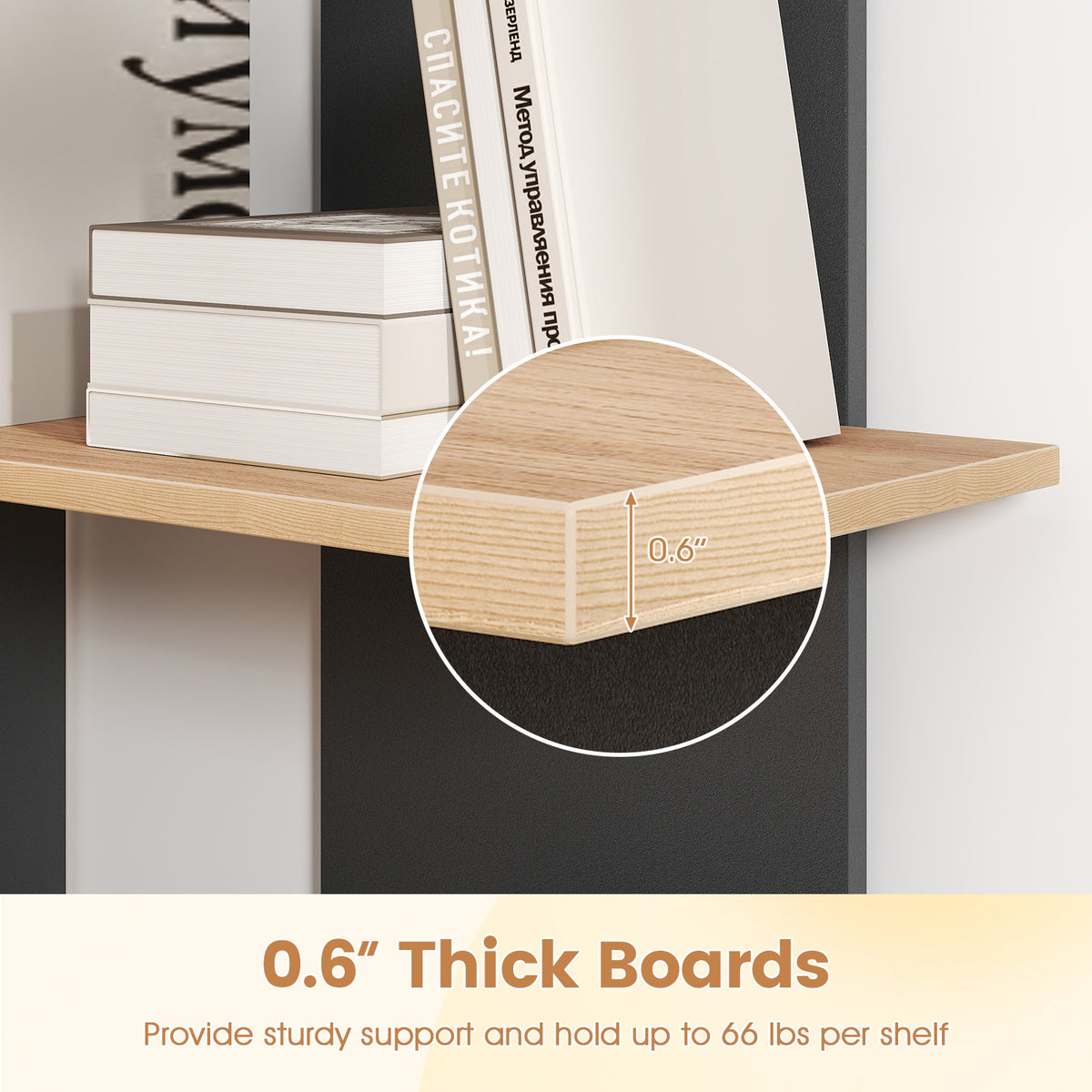 3-Tier Wooden Bookshelf with Anti-Tipping Kit - Oak