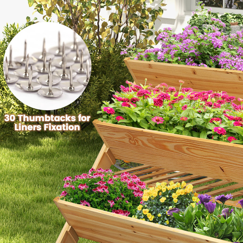 3-Tier Wooden Raised Garden Bed with Storage Shelf