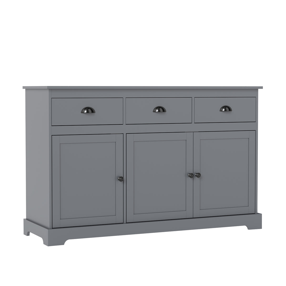 3-Drawer Sideboard Buffet Storage with Shelves - Gray