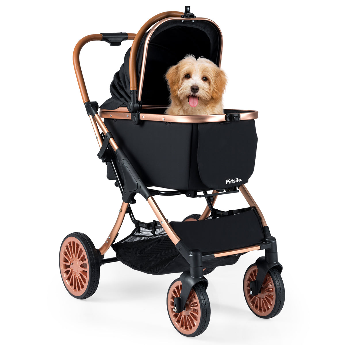 Costway 3-in-1 Foldable Pet Stroller with Sun Shade & Safety Belt - Black