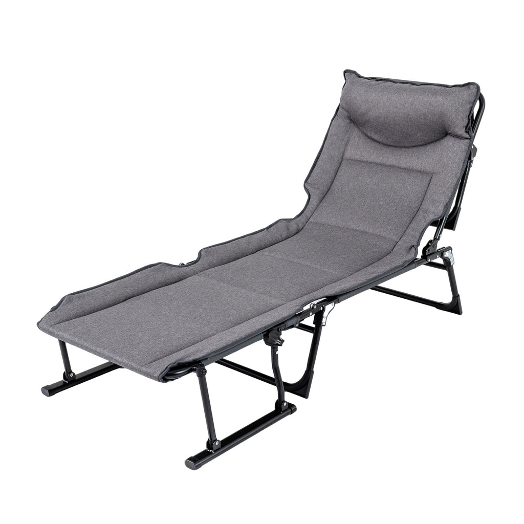 3-in-1 Folding Camping Cot Chair Sofa Bed - Gray