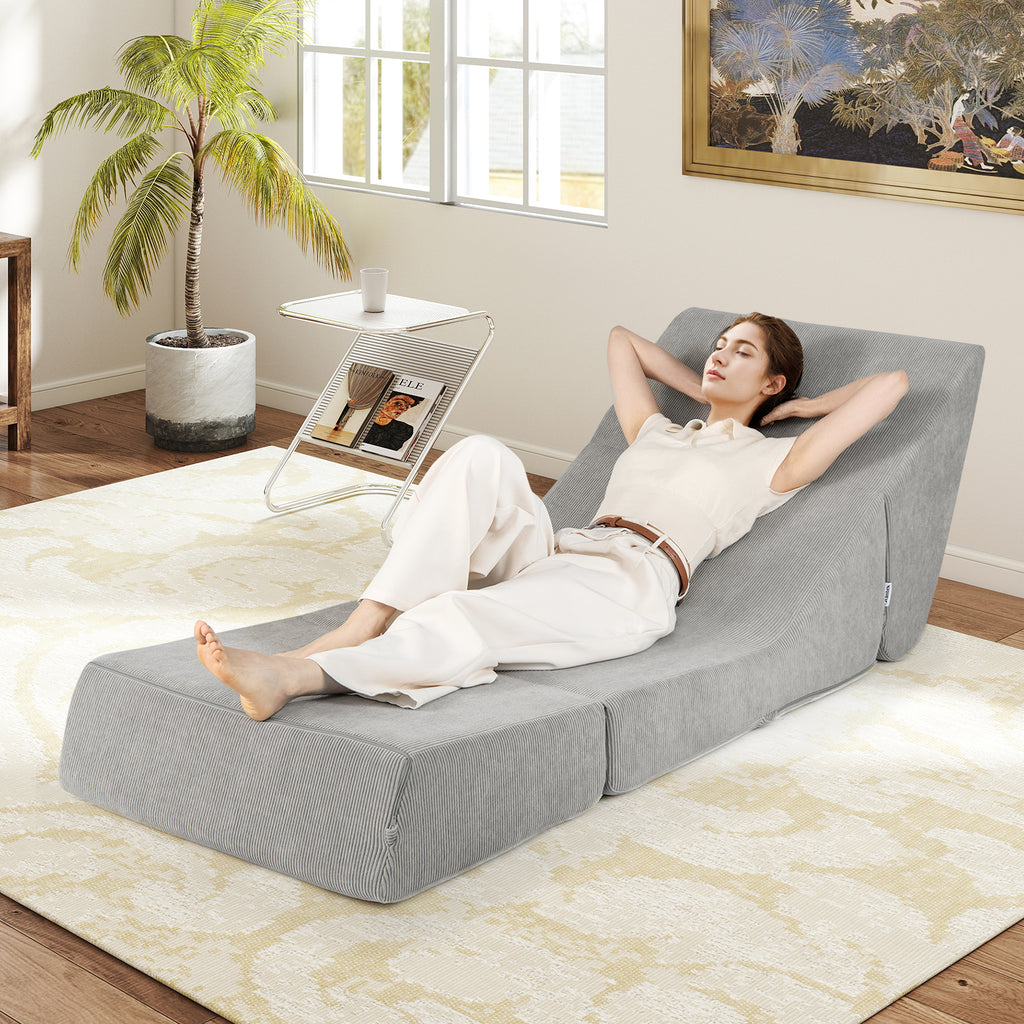 3-in-1 Folding Sofa Bed with Washable Cover – Gray