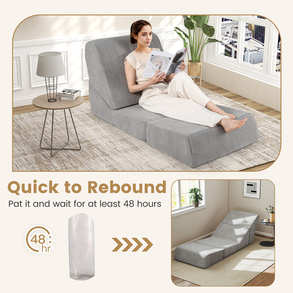 3-in-1 Folding Sofa Bed with Washable Cover – Gray