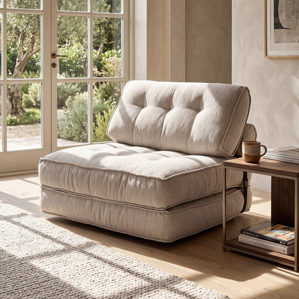 3-in-1 Folding Sofa Bed with Bolster - Beige