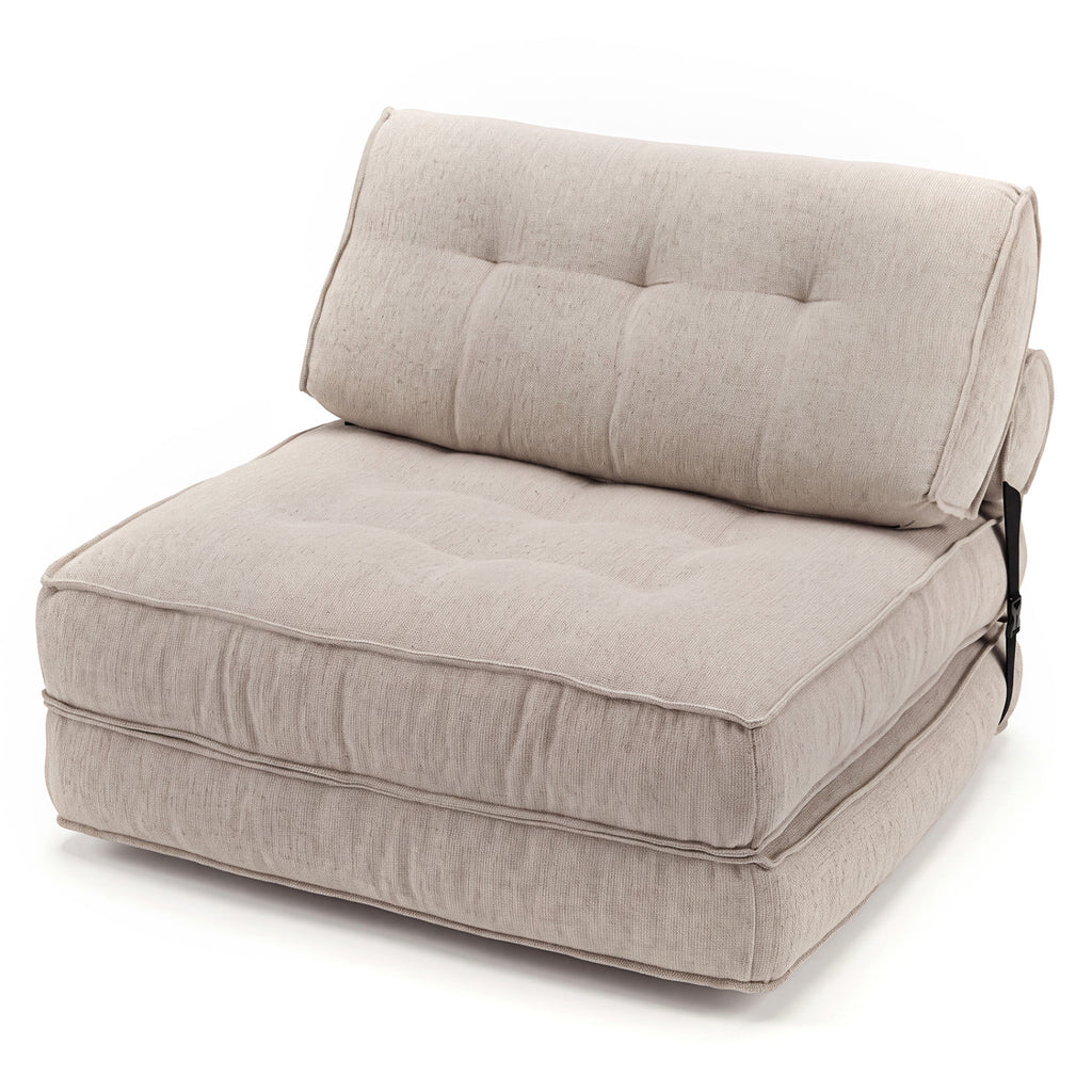 3-in-1 Folding Sofa Bed with Bolster - Beige