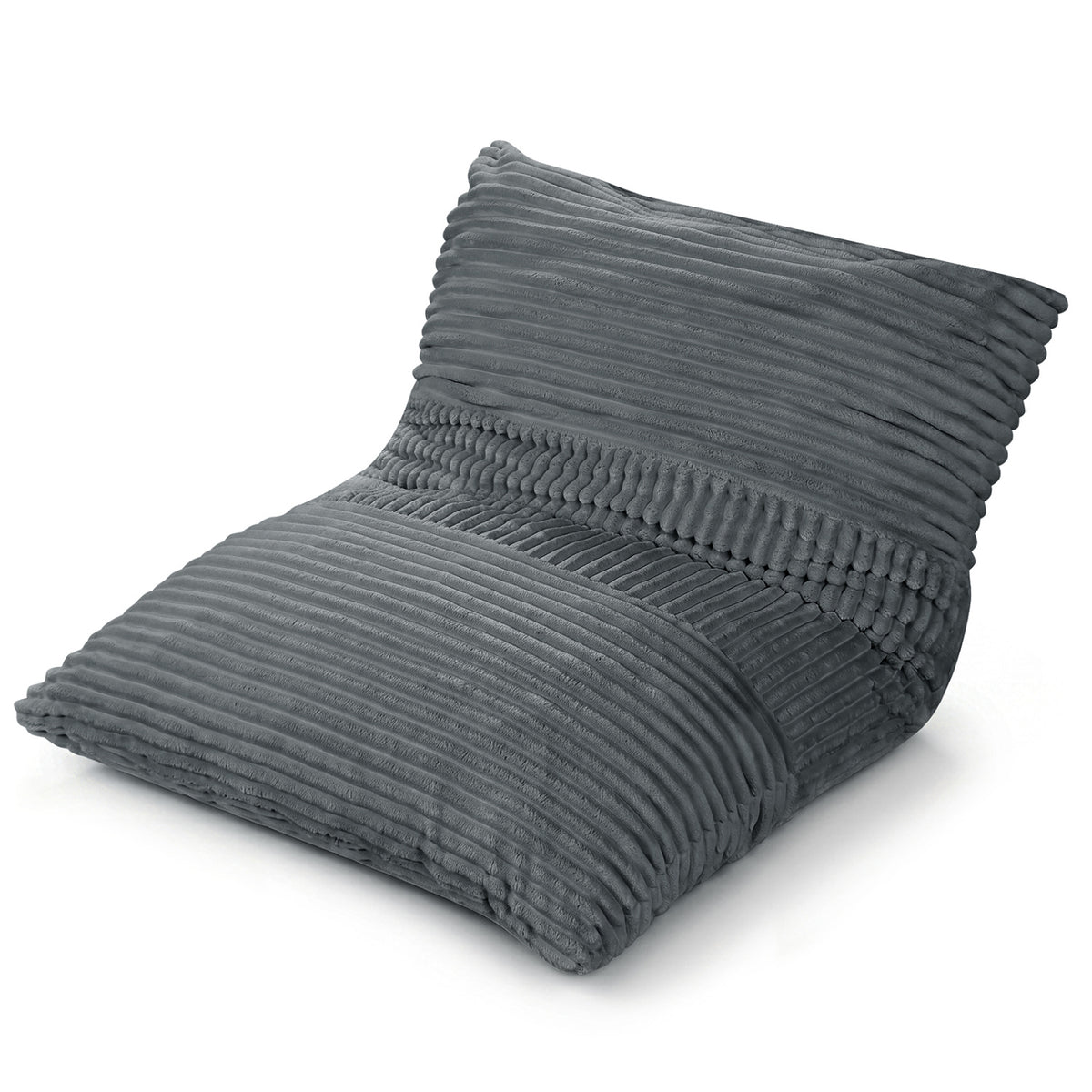 3-in-1 Bean Bag Chair Lounger with Corduroy Fabric - 73 Inch Gray