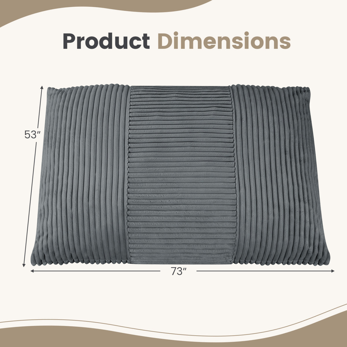 3-in-1 Bean Bag Chair Lounger with Corduroy Fabric - 73 Inch Gray