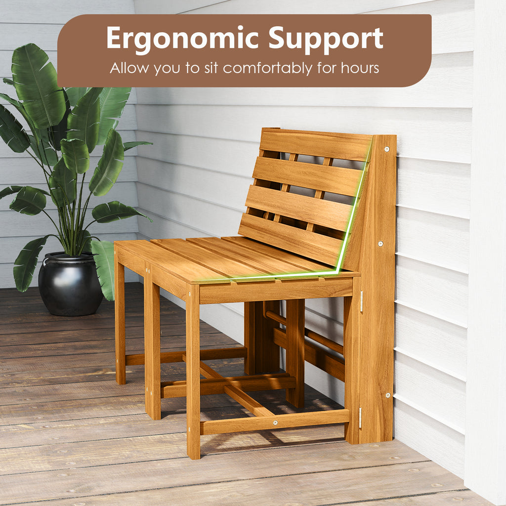 3-in-1 Acacia Wood Loveseat Bench - Convertible Outdoor Furniture