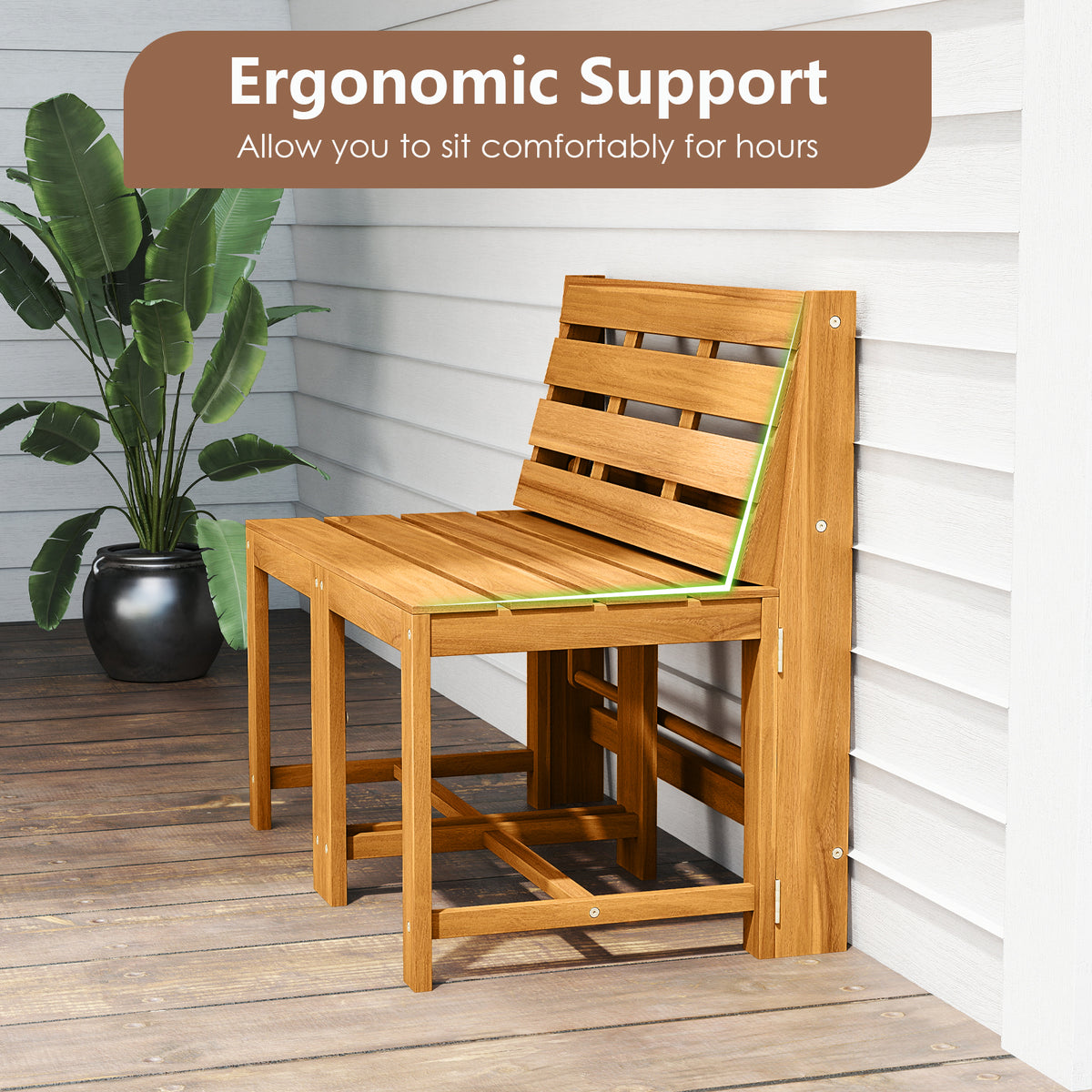 3-in-1 Acacia Wood Loveseat Bench - Convertible Outdoor Furniture