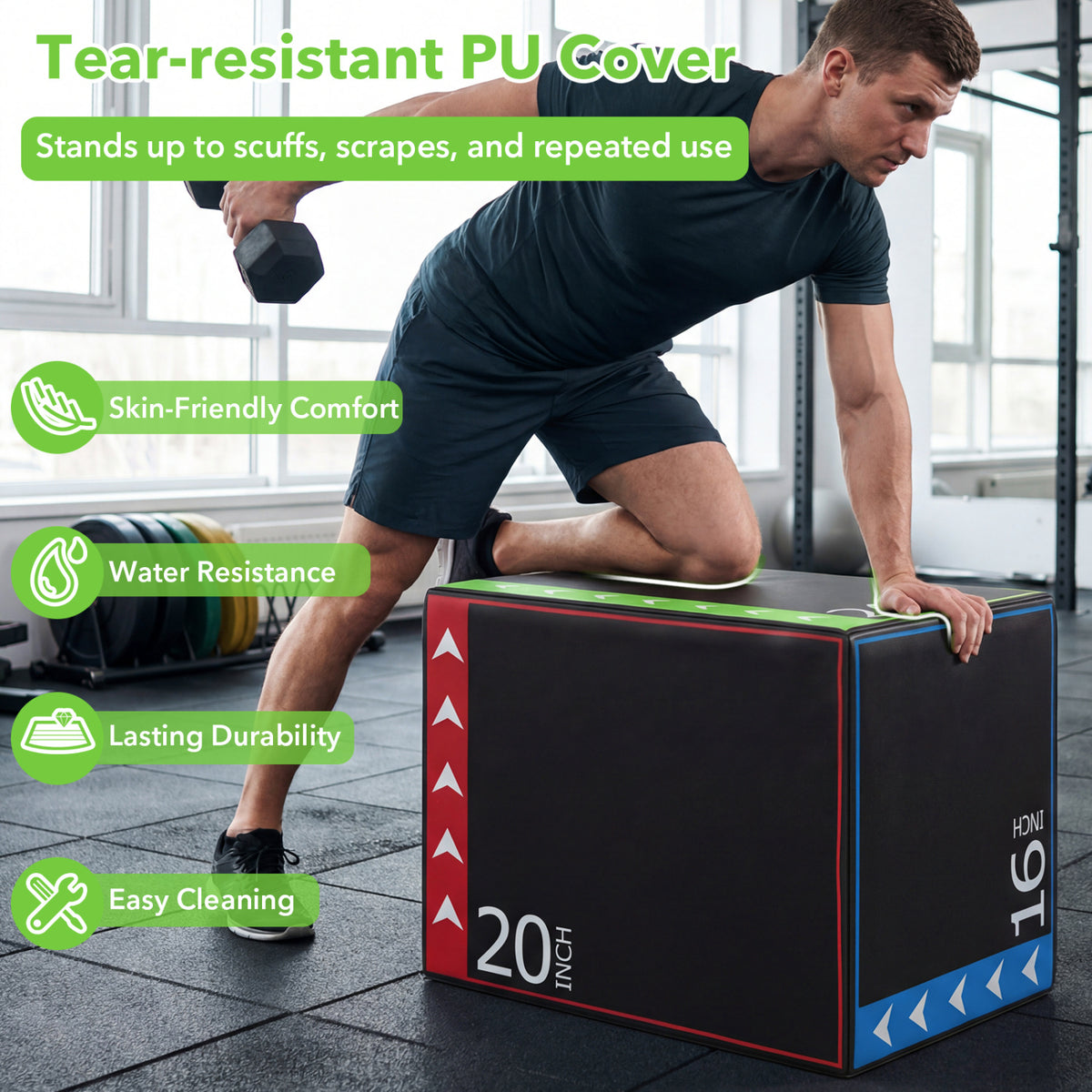24 Inch Foam Plyometric Box - 3-in-1 Soft Jump Box for HIIT & Training