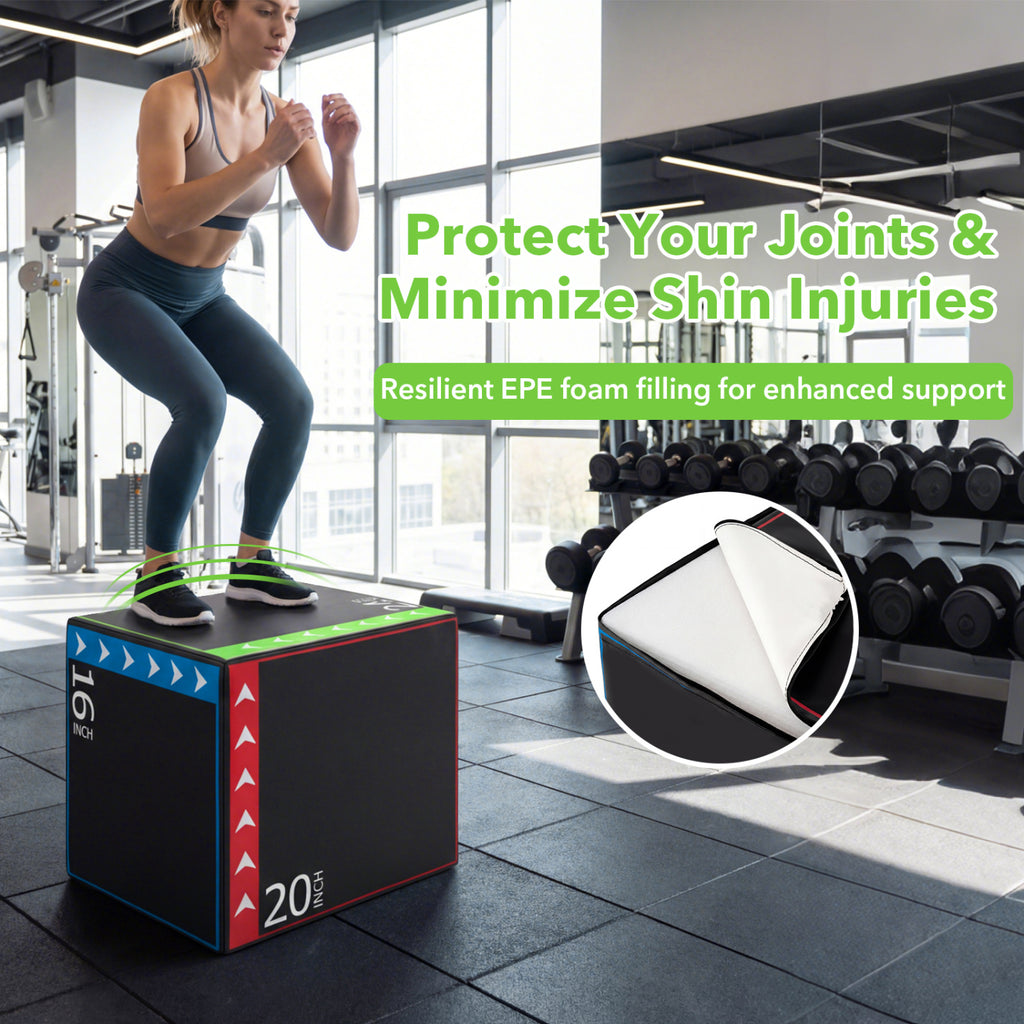 24 Inch Foam Plyometric Box - 3-in-1 Soft Jump Box for HIIT & Training