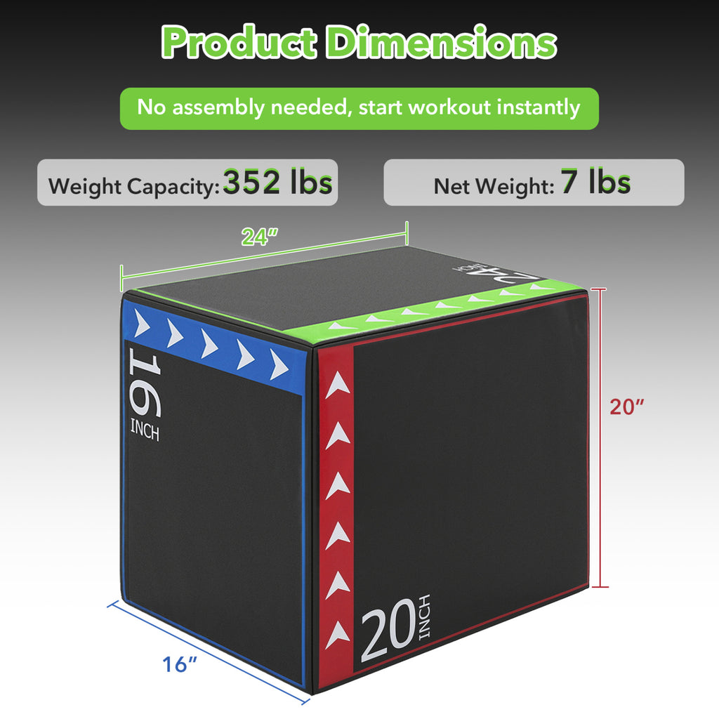 24 Inch Foam Plyometric Box - 3-in-1 Soft Jump Box for HIIT & Training