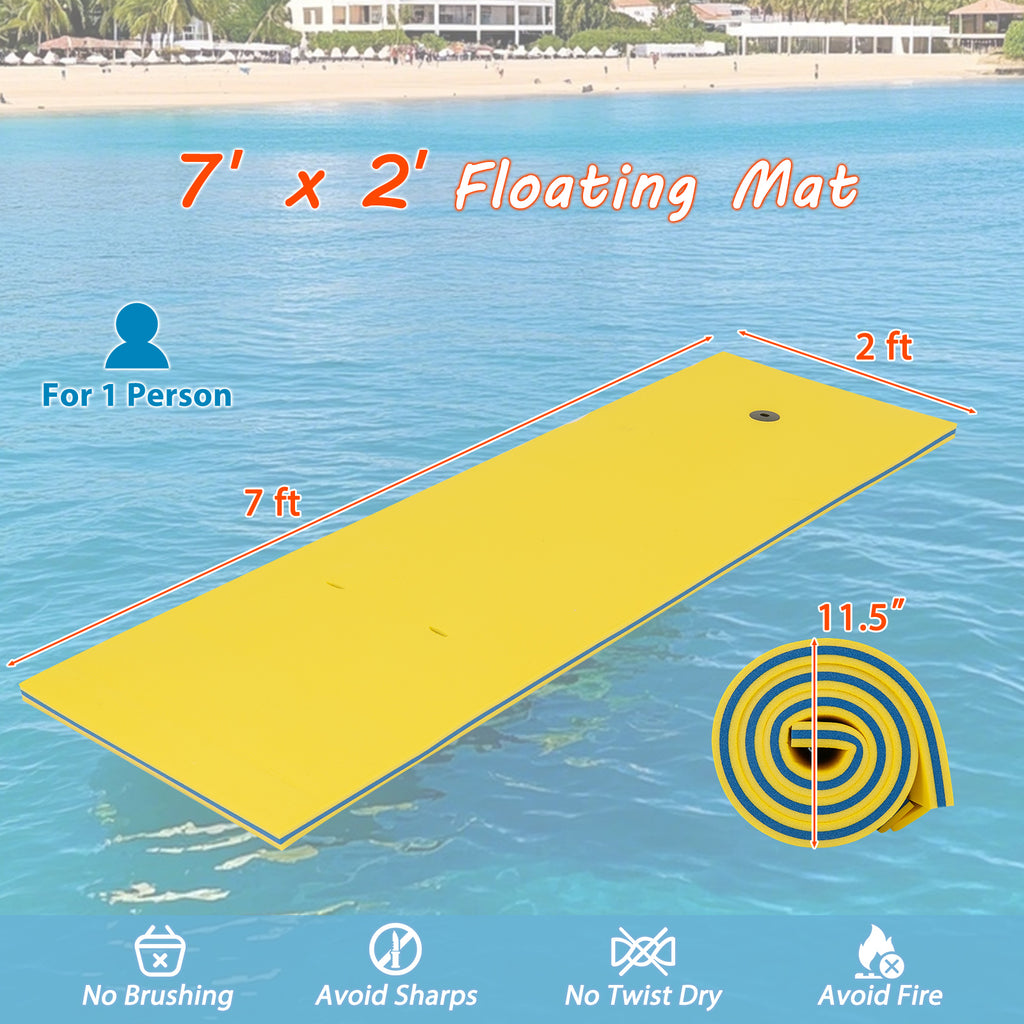 83x26x1.5 Inch Yellow Tear-Resistant Foam Floating Pad for Water Recreation