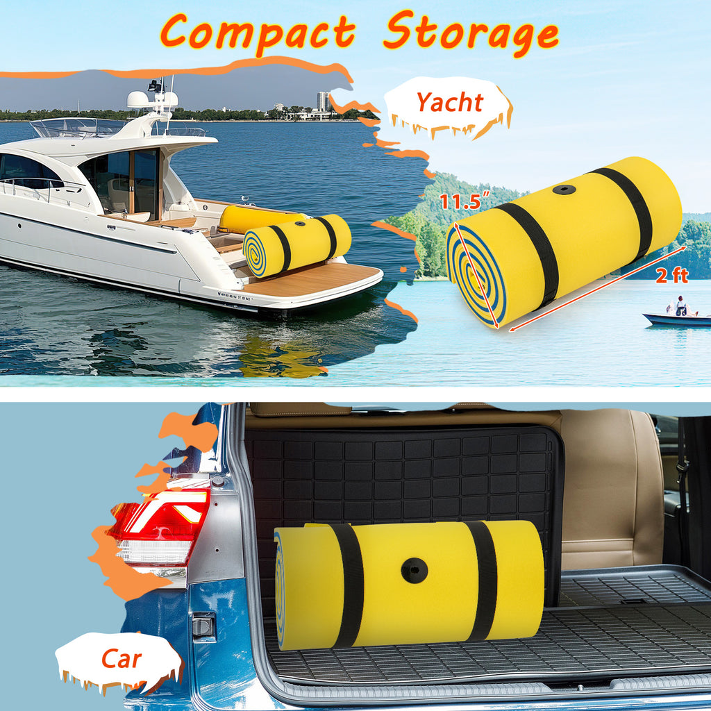 83x26x1.5 Inch Yellow Tear-Resistant Foam Floating Pad for Water Recreation