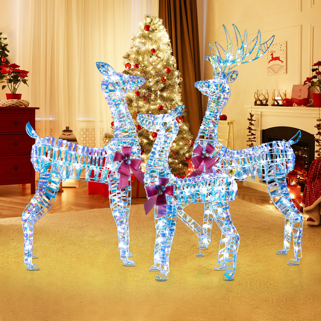 3-Piece Large Lighted Christmas Reindeer Family - Indoor & Outdoor Holiday Decor