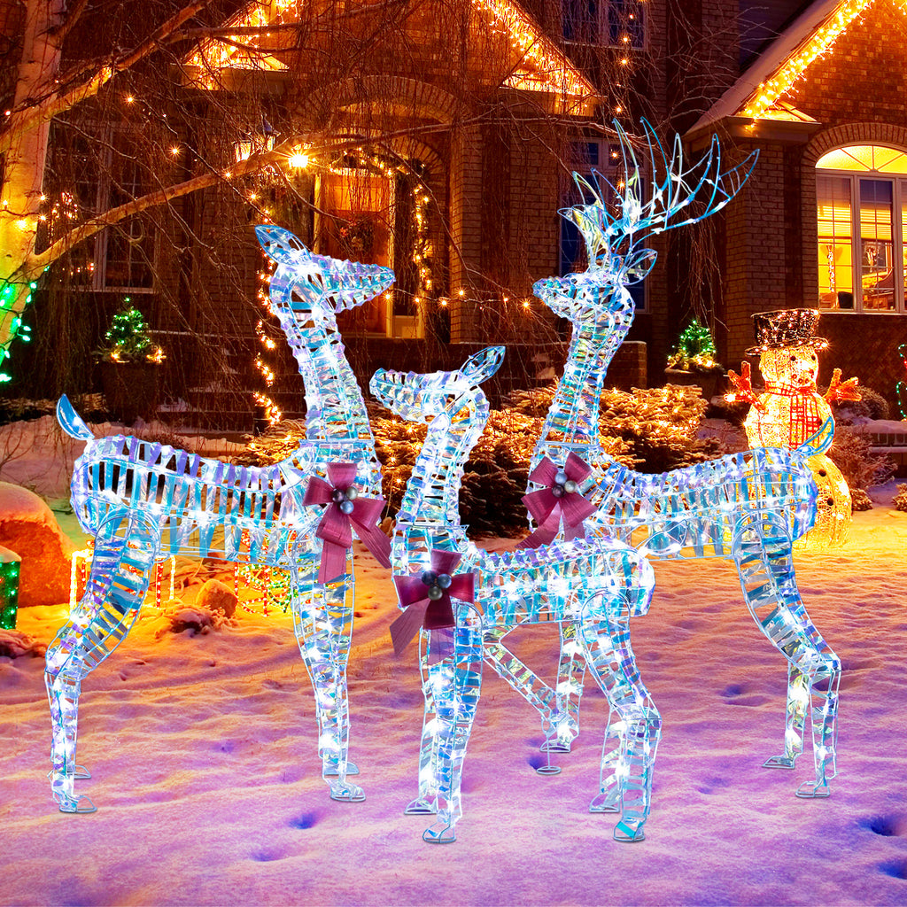 3-Piece Large Lighted Christmas Reindeer Family - Indoor & Outdoor Holiday Decor